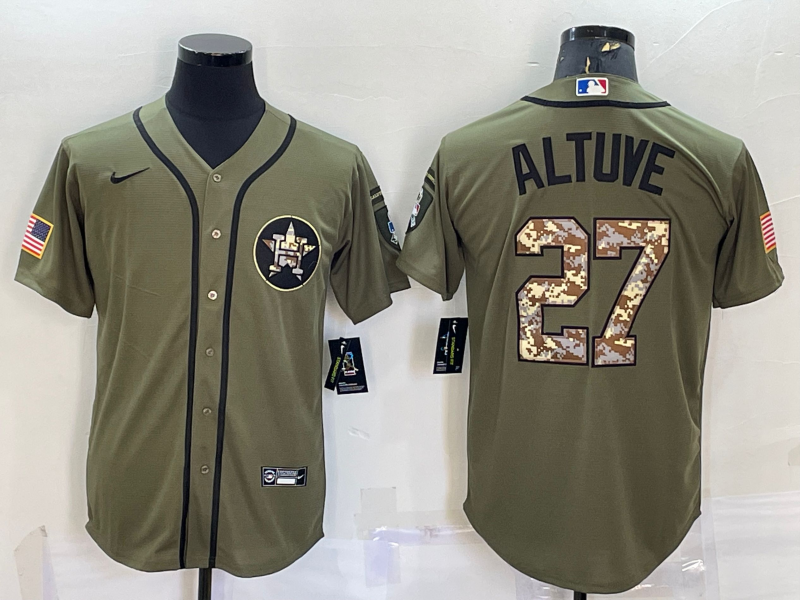 Men's Houston Astros Jose Altuve #27 Army Green Jersey